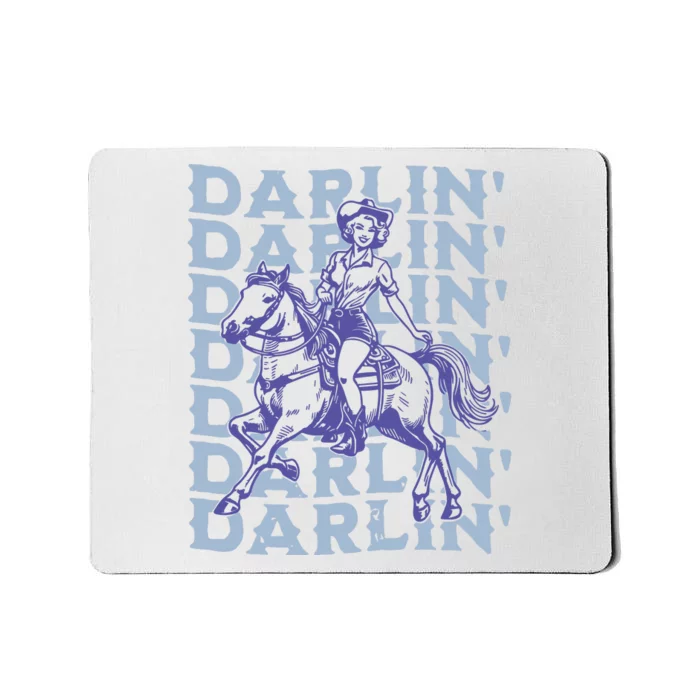 Retro Darlin Cowgirl Western Aesthetic Mousepad