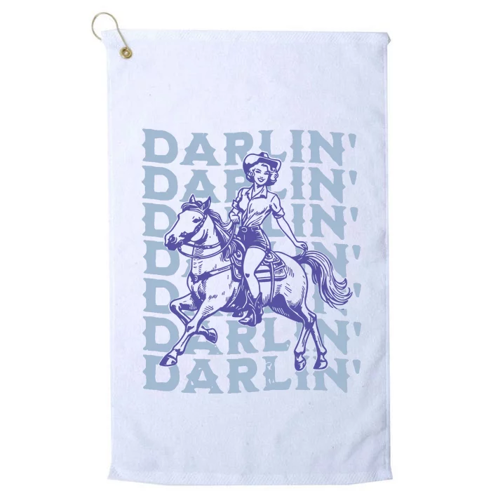 Retro Darlin Cowgirl Western Aesthetic Platinum Collection Golf Towel