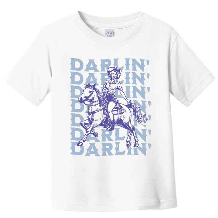 Retro Darlin Cowgirl Western Aesthetic Toddler T-Shirt