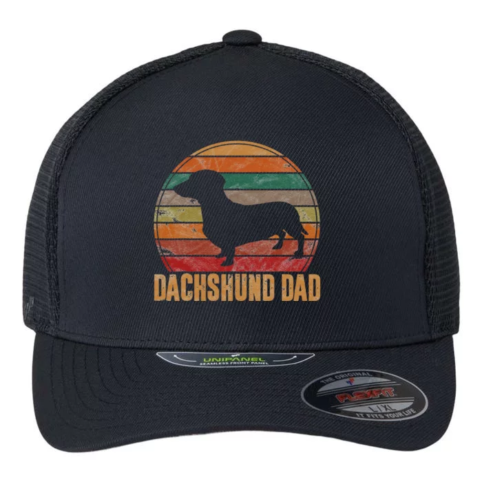 Retro Dachshund Dad Gift Doxie Daddy Dog Owner Pet Father Flexfit Unipanel Trucker Cap