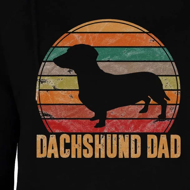 Retro Dachshund Dad Gift Doxie Daddy Dog Owner Pet Father Womens Funnel Neck Pullover Hood