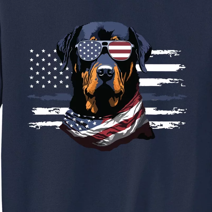 Rottweiler Dog Dad Dog Mom USA Flag 4th Of July Tall Sweatshirt