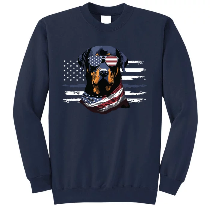 Rottweiler Dog Dad Dog Mom USA Flag 4th Of July Tall Sweatshirt