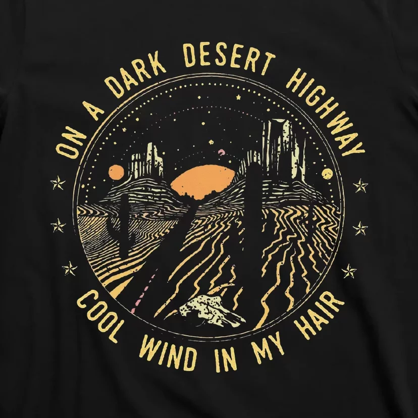 Retro Dark Desert Highway Adventure Camping T-Shirt