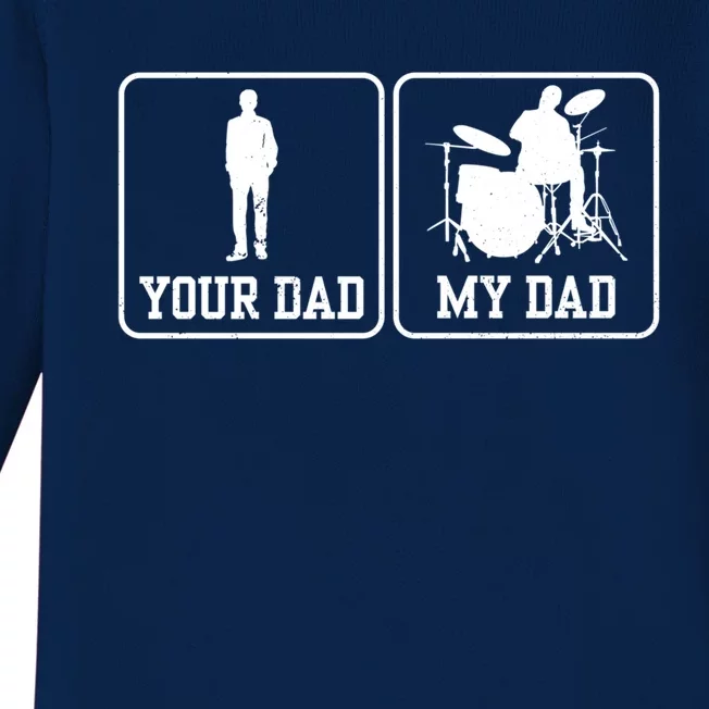 Rock Drummer Dad My Rockband Rockstar Daddy Gift Baby Long Sleeve Bodysuit