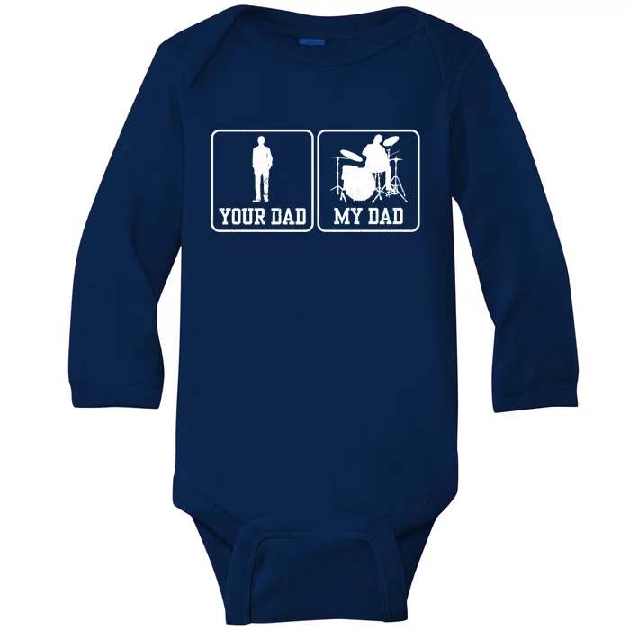 Rock Drummer Dad My Rockband Rockstar Daddy Gift Baby Long Sleeve Bodysuit