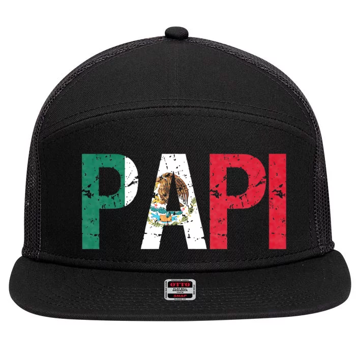 Regalos Del Dia Del Padre Papi Mexican Flag 7 Panel Mesh Trucker Snapback Hat