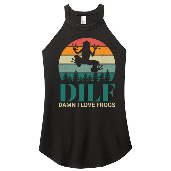 Retro Dilf Damn I Love Frogs Women’s Perfect Tri Rocker Tank