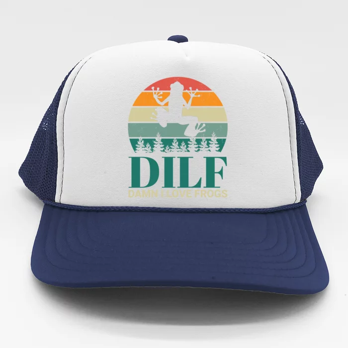 Retro Dilf Damn I Love Frogs Trucker Hat