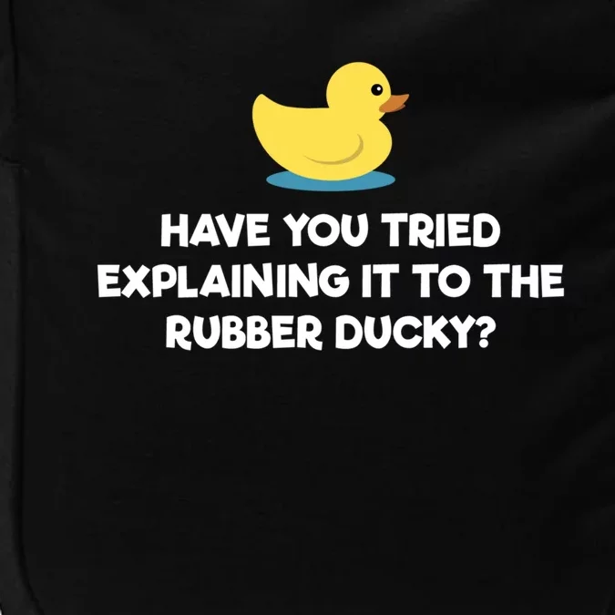 Rubber Duck Debugging Funny Explaining Programmer Coder Gift Impact Tech Backpack