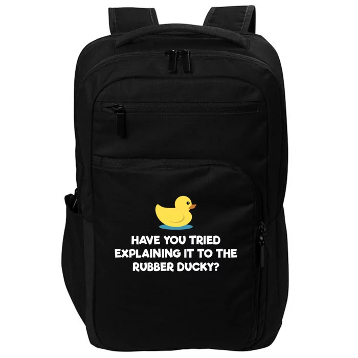 Rubber Duck Debugging Funny Explaining Programmer Coder Gift Impact Tech Backpack