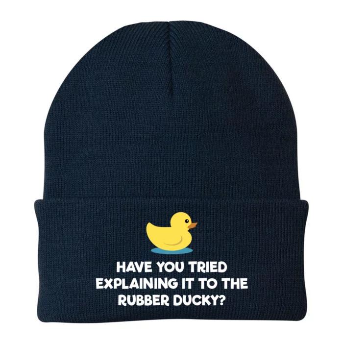 Rubber Duck Debugging Funny Explaining Programmer Coder Gift Knit Cap Winter Beanie