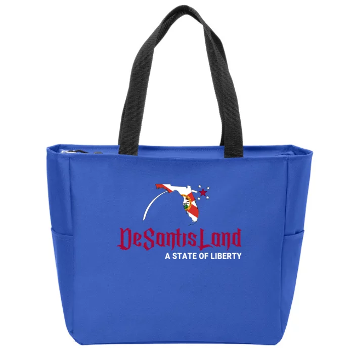 Ron Desantis DeSantisLand State Of Liberty Florida Map FL Flag Patriotic Zip Tote Bag