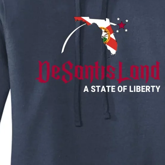 Ron Desantis DeSantisLand State Of Liberty Florida Map FL Flag Patriotic Women's Pullover Hoodie