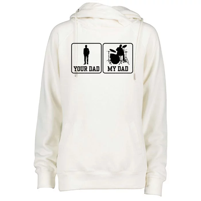 Rock Drummer Dad My Rockband Rockstar Daddy Gift Womens Funnel Neck Pullover Hood