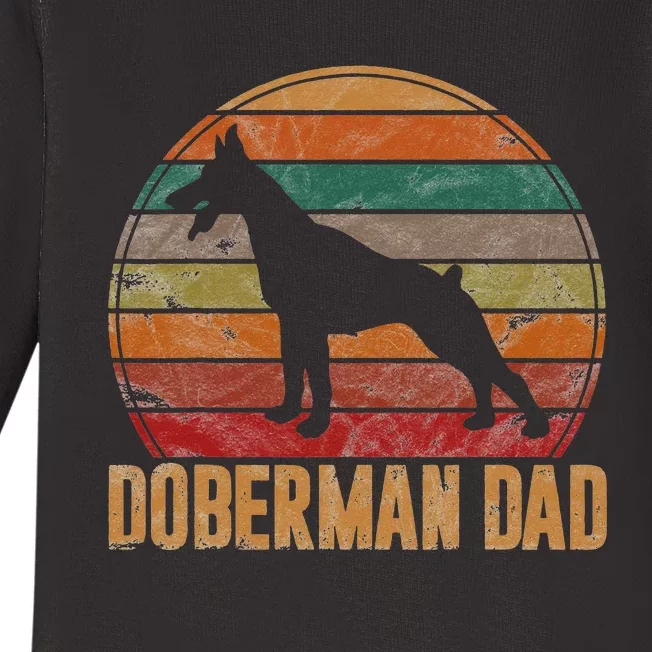 Retro Doberman Dad Gift Dog Owner Pet Pinschers Dobie Father Baby Long Sleeve Bodysuit