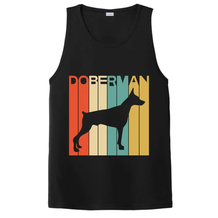 Retro Doberman Dog Silhouette Dog Lover Animals Performance Tank