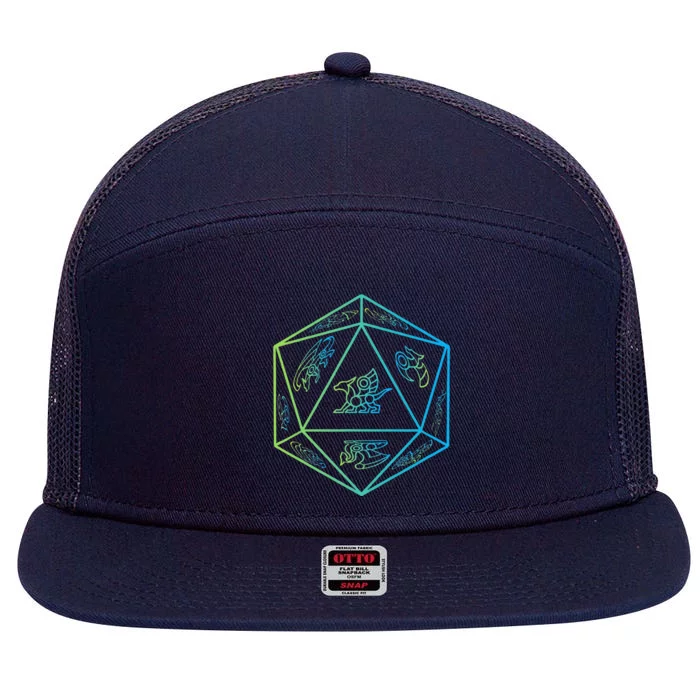 RPG Dragon Dice Polyhedral  RPG 7 Panel Mesh Trucker Snapback Hat