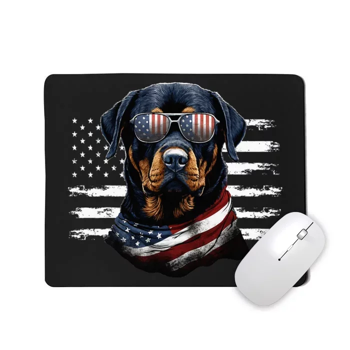 Rottweiler Dog Dad Dog Mom USA Flag 4th Of July Mousepad