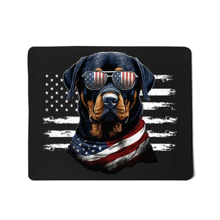 Rottweiler Dog Dad Dog Mom USA Flag 4th Of July Mousepad