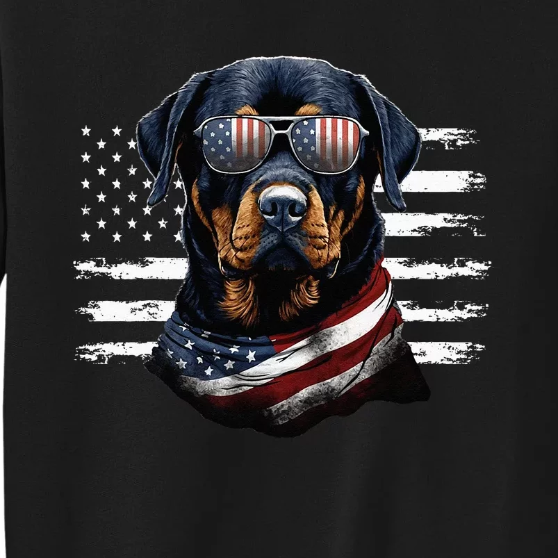 Rottweiler Dog Dad Dog Mom USA Flag 4th Of July Tall Sweatshirt