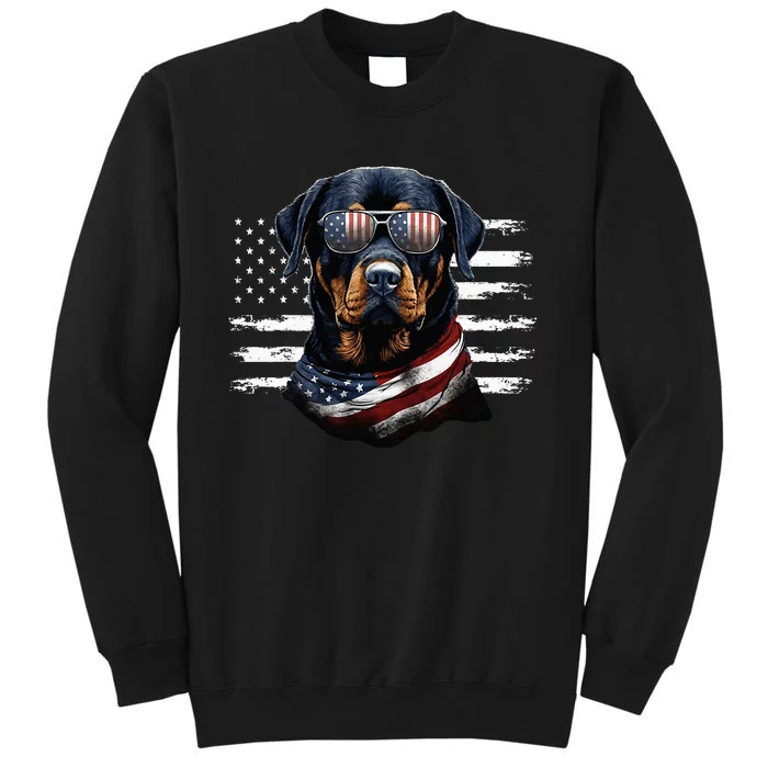 Rottweiler Dog Dad Dog Mom USA Flag 4th Of July Tall Sweatshirt