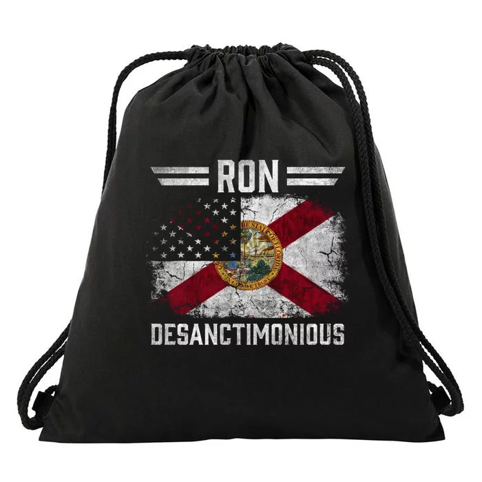 Ron DeSanctimonious DeSantis Florida Governor Flag Drawstring Bag