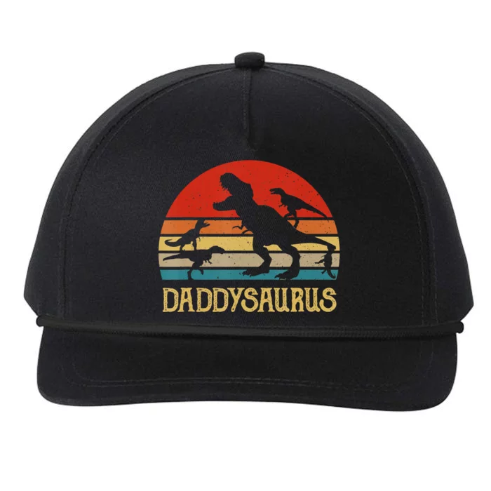 Retro Daddy Dinosaur Daddysaurus Fathers Day Snapback Five-Panel Rope Hat