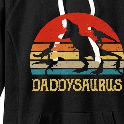 Retro Daddy Dinosaur Daddysaurus Fathers Day Women's Fleece Hoodie