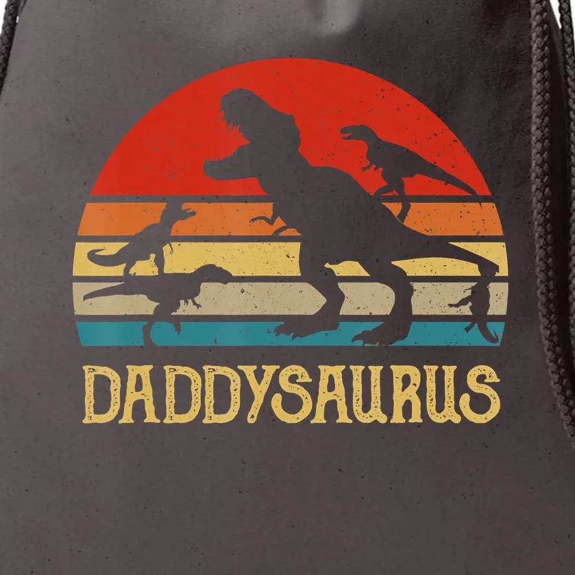 Retro Daddy Dinosaur Daddysaurus Fathers Day Drawstring Bag