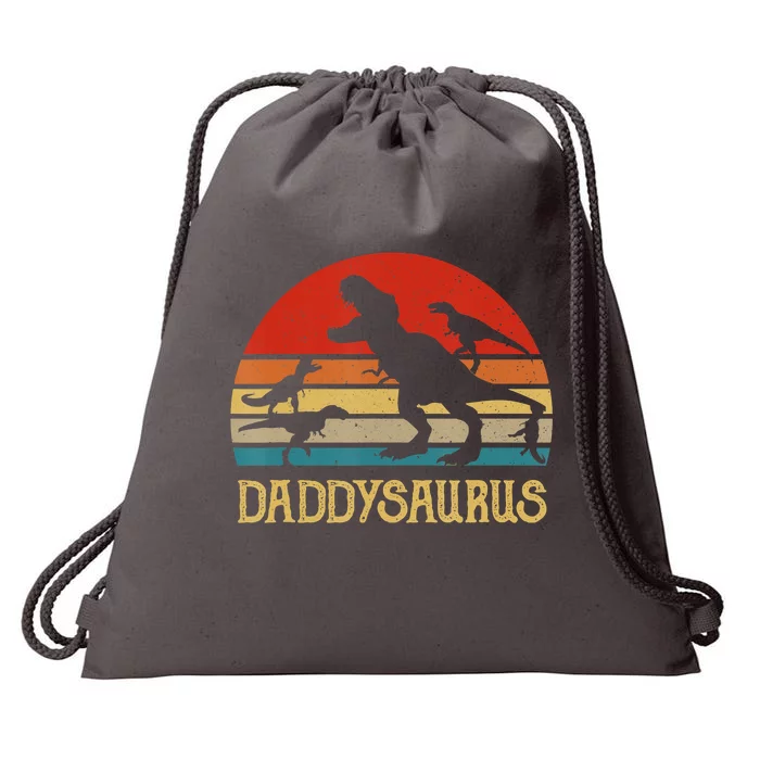 Retro Daddy Dinosaur Daddysaurus Fathers Day Drawstring Bag