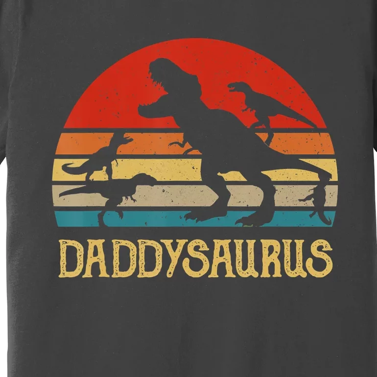 Retro Daddy Dinosaur Daddysaurus Fathers Day Premium T-Shirt