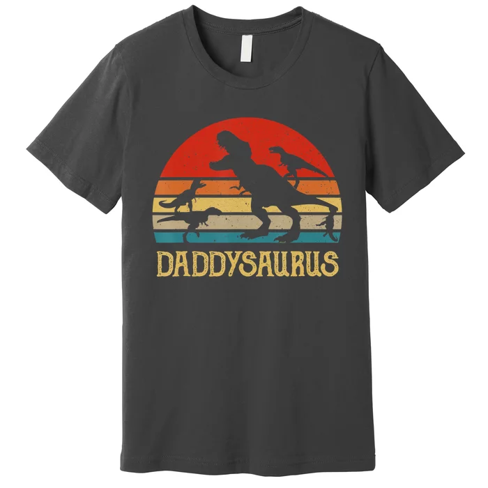 Retro Daddy Dinosaur Daddysaurus Fathers Day Premium T-Shirt