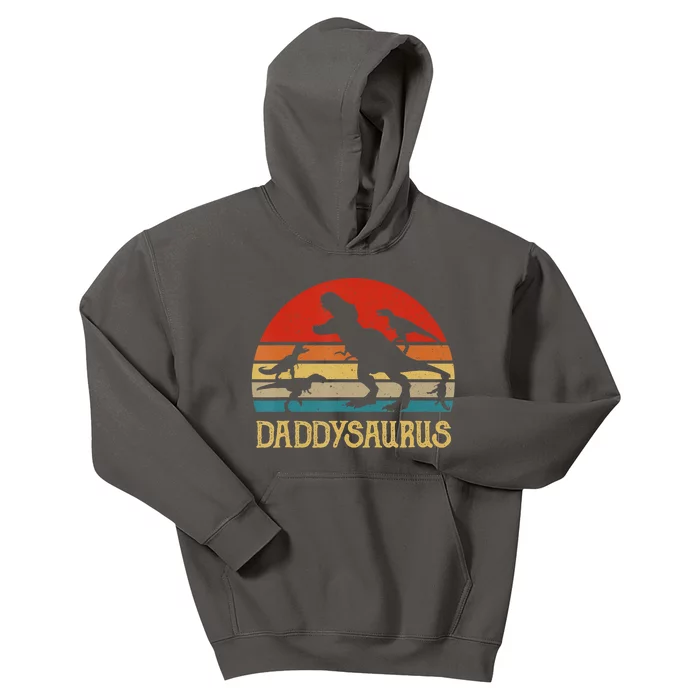 Retro Daddy Dinosaur Daddysaurus Fathers Day Kids Hoodie