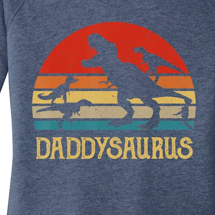 Retro Daddy Dinosaur Daddysaurus Fathers Day Women's Perfect Tri Tunic Long Sleeve Shirt