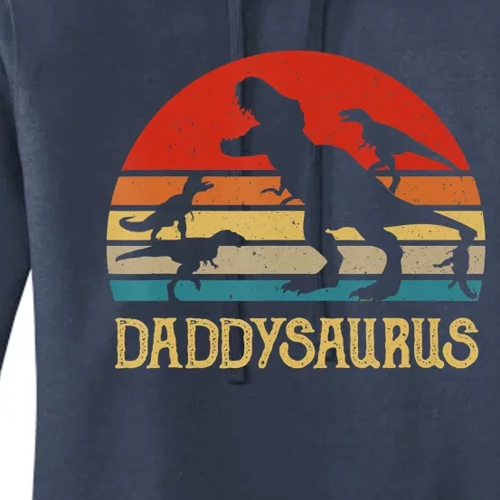 Retro Daddy Dinosaur Daddysaurus Fathers Day Women's Pullover Hoodie