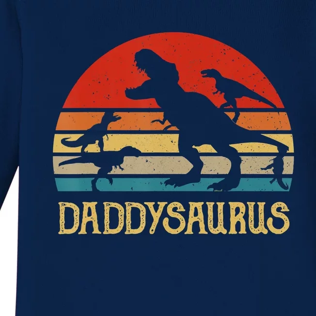 Retro Daddy Dinosaur Daddysaurus Fathers Day Baby Long Sleeve Bodysuit