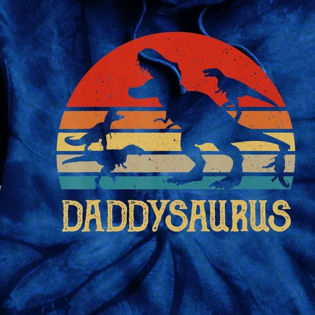 Retro Daddy Dinosaur Daddysaurus Fathers Day Tie Dye Hoodie