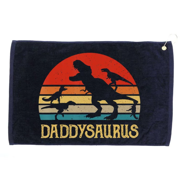 Retro Daddy Dinosaur Daddysaurus Fathers Day Grommeted Golf Towel