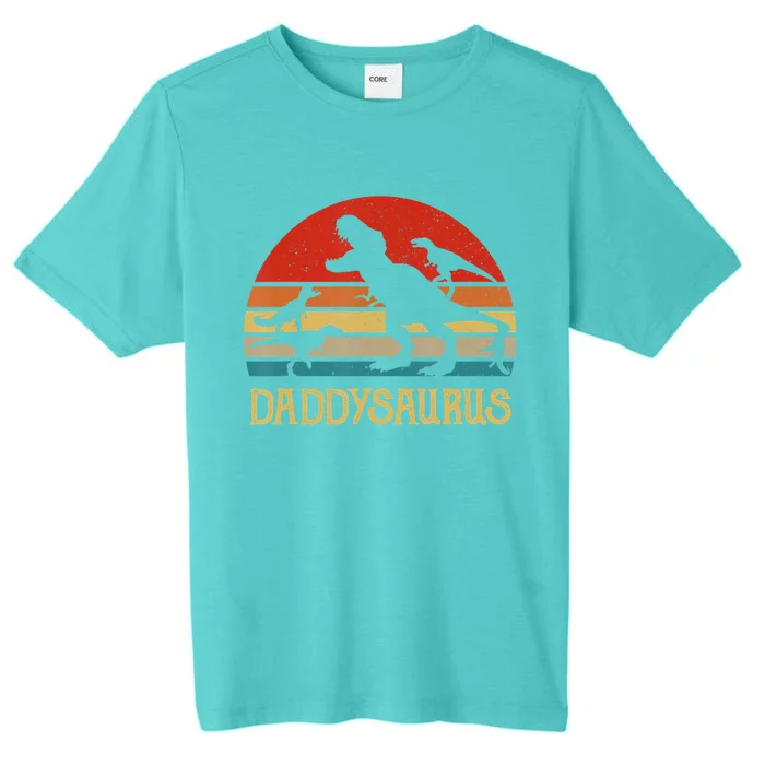 Retro Daddy Dinosaur Daddysaurus Fathers Day ChromaSoft Performance T-Shirt