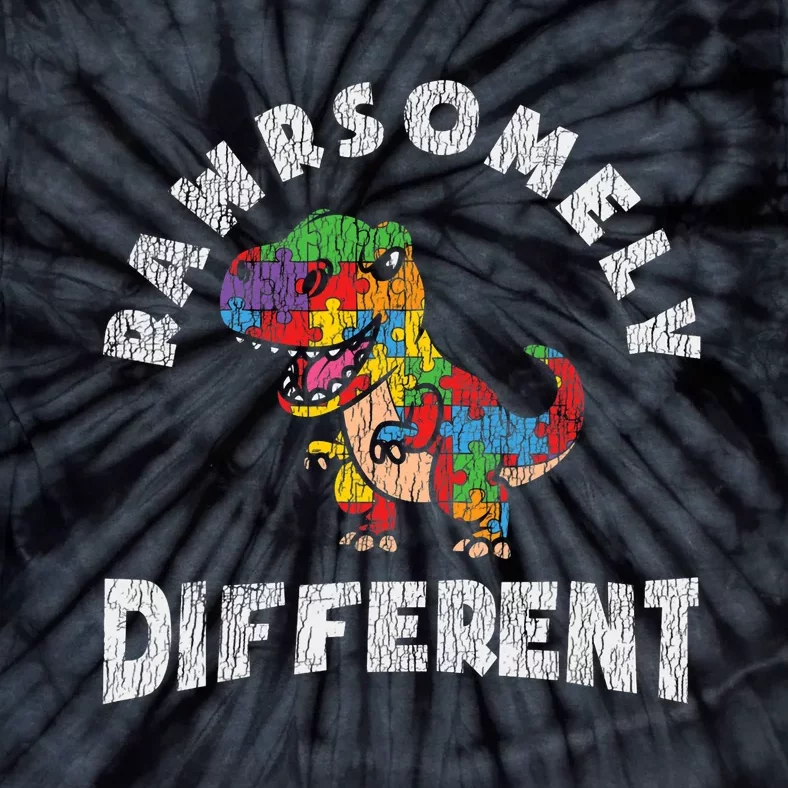 Rawrsomely Different Dinosaur Autistic Autism Awareness Tie-Dye T-Shirt