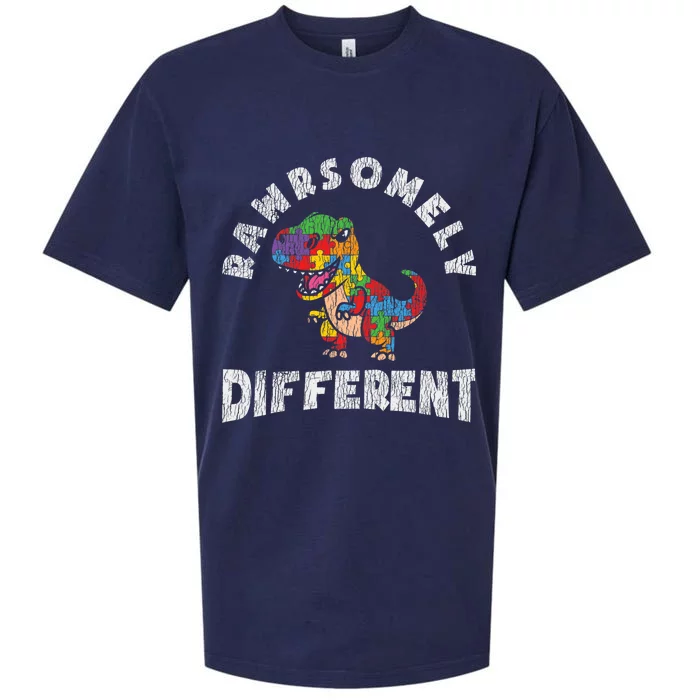 Rawrsomely Different Dinosaur Autistic Autism Awareness Sueded Cloud Jersey T-Shirt