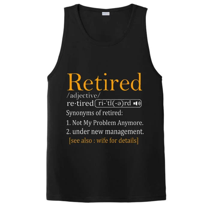 Retired Definition Dad Funny Retirement Party Performance Tank