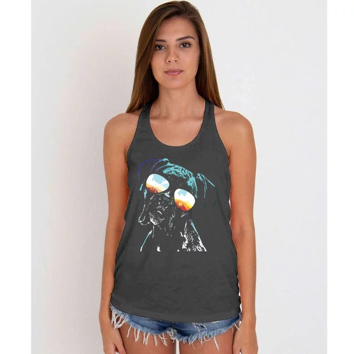 Retro Disco Dog Boxer Dog Women's Knotted Racerback Tank