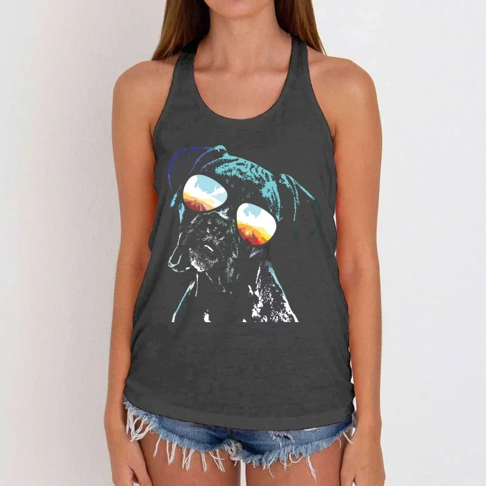 Retro Disco Dog Boxer Dog Women's Knotted Racerback Tank