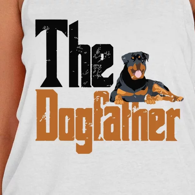 Rottweiler Dog Dad Dogfather Dogs Daddy Father Rottie Women's Knotted Racerback Tank