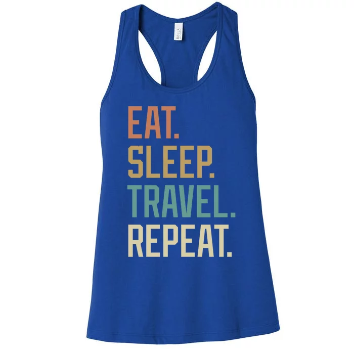 Retro Design Eat Sleep Travel Repeat Vintage Gift Women's Racerback Tank