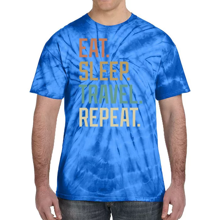 Retro Design Eat Sleep Travel Repeat Vintage Gift Tie-Dye T-Shirt