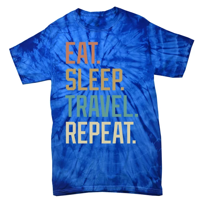 Retro Design Eat Sleep Travel Repeat Vintage Gift Tie-Dye T-Shirt