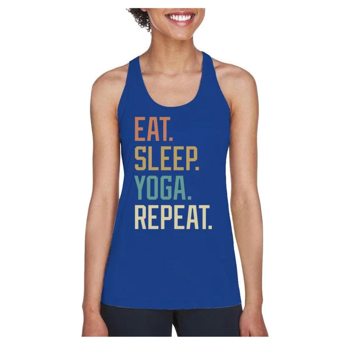 Retro Design Eat Sleep Yoga Repeat Vintage Gift Women's Racerback Tank